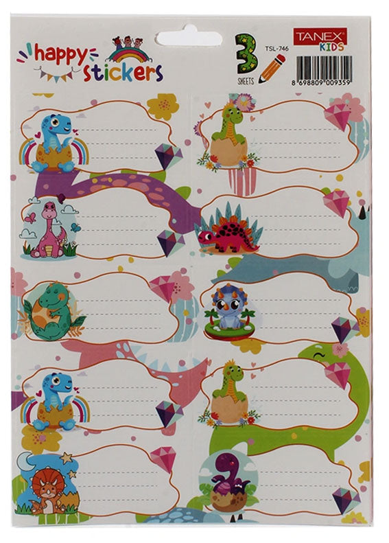 ETICHETE SCOLARE 30/SET DINO TLS-746 TANEX ETICHETE SCOLARE 30/SET DINO TLS-746 TANEX
